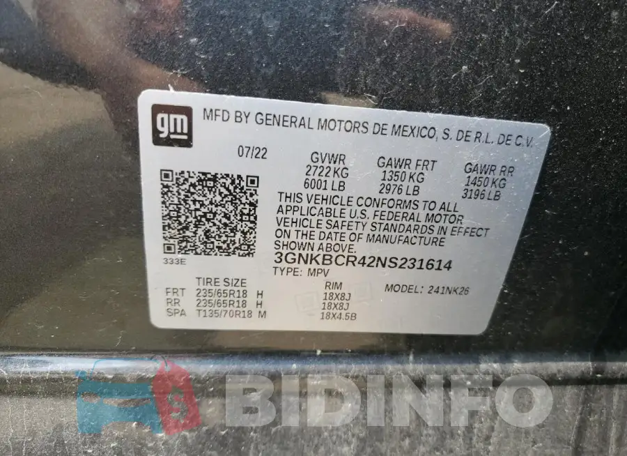 3GNKBCR42NS231614 Photo# 13