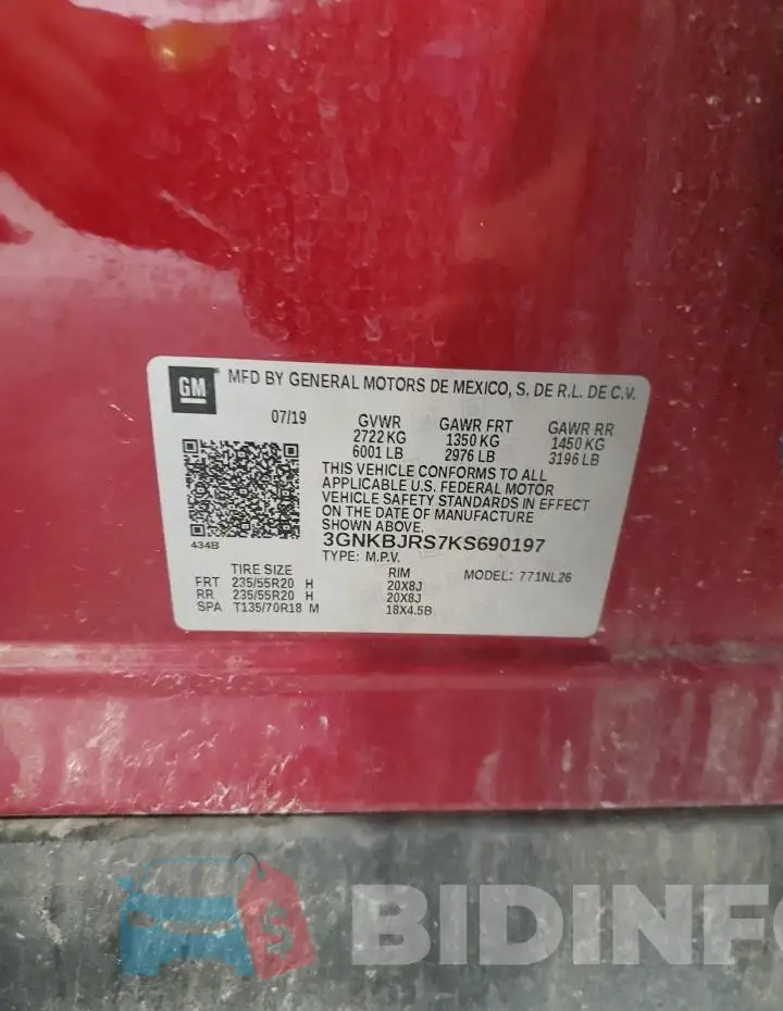 3GNKBJRS7KS690197 Photo# 13
