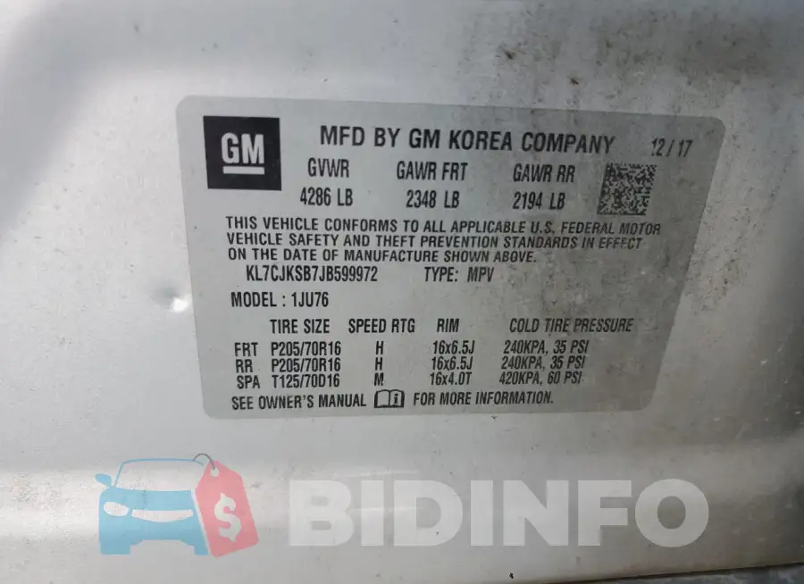 KL7CJKSB7JB599972 Photo# 13