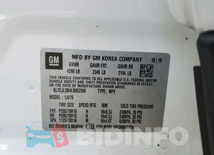 KL7CJLSB4LB052960 Photo# 13