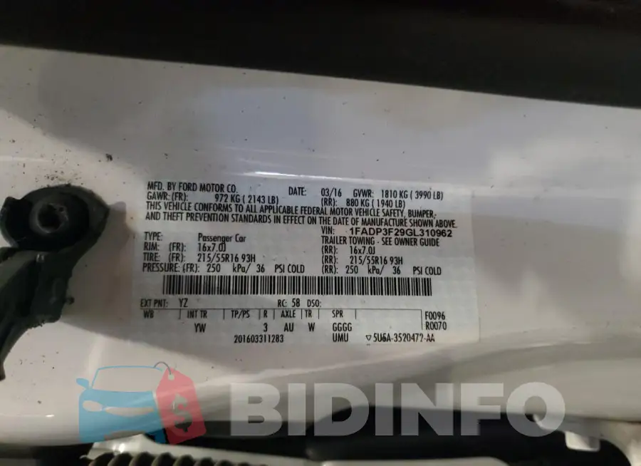 1FADP3F29GL310962 Photo# 13