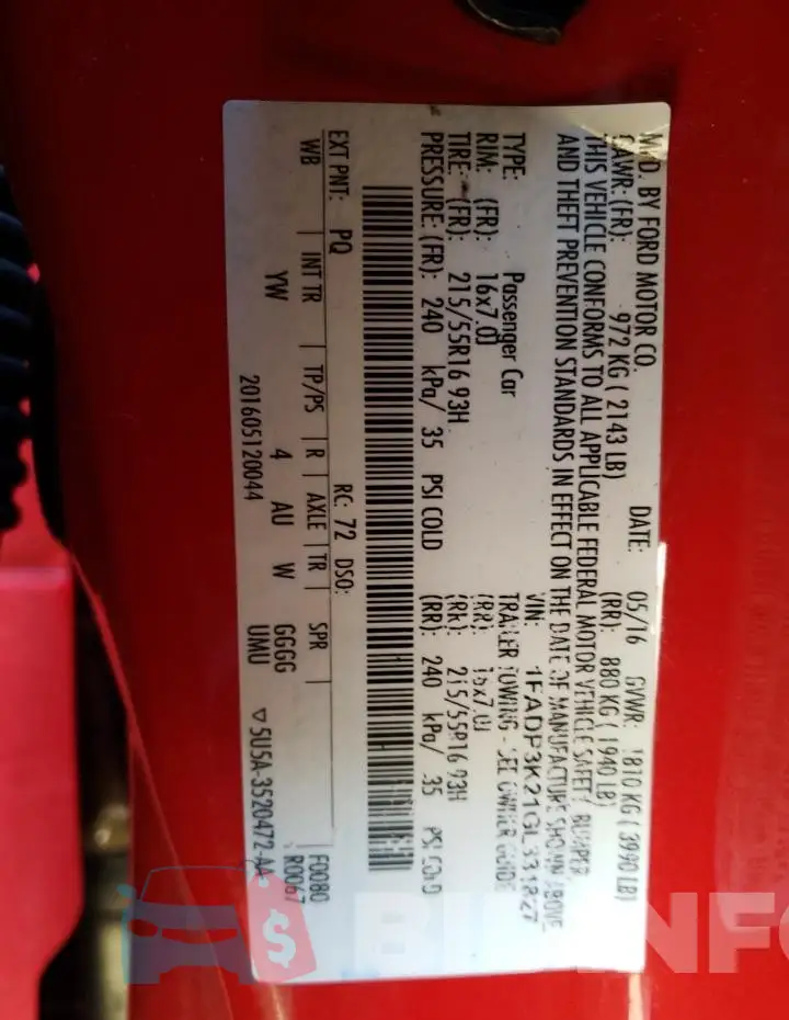 1FADP3K21GL331827 Photo# 12