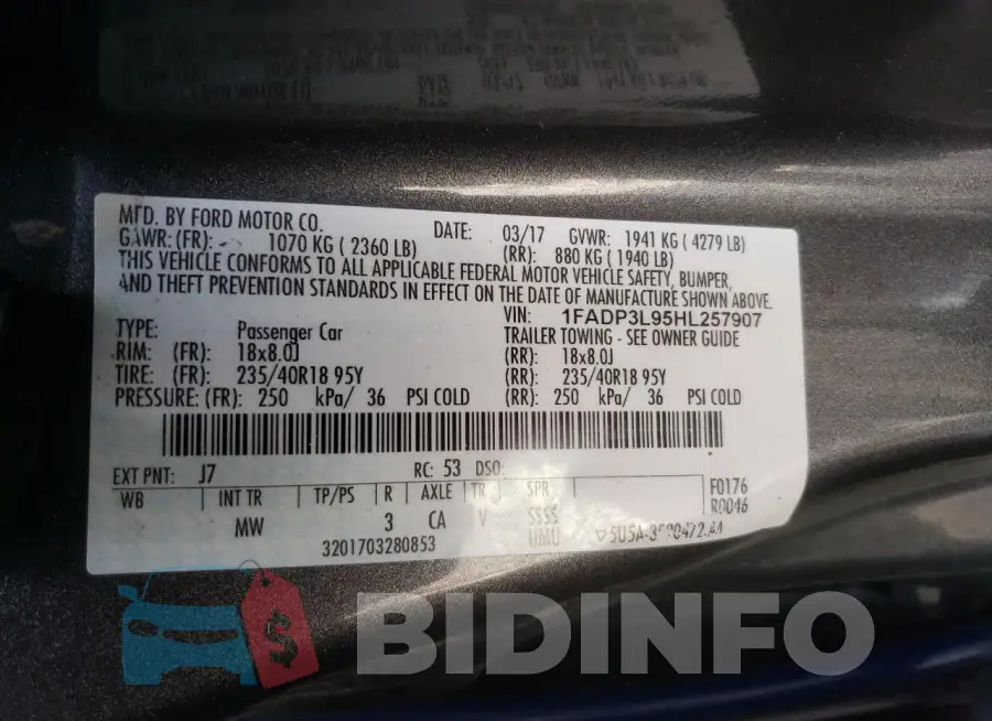 1FADP3L95HL257907 Photo# 12