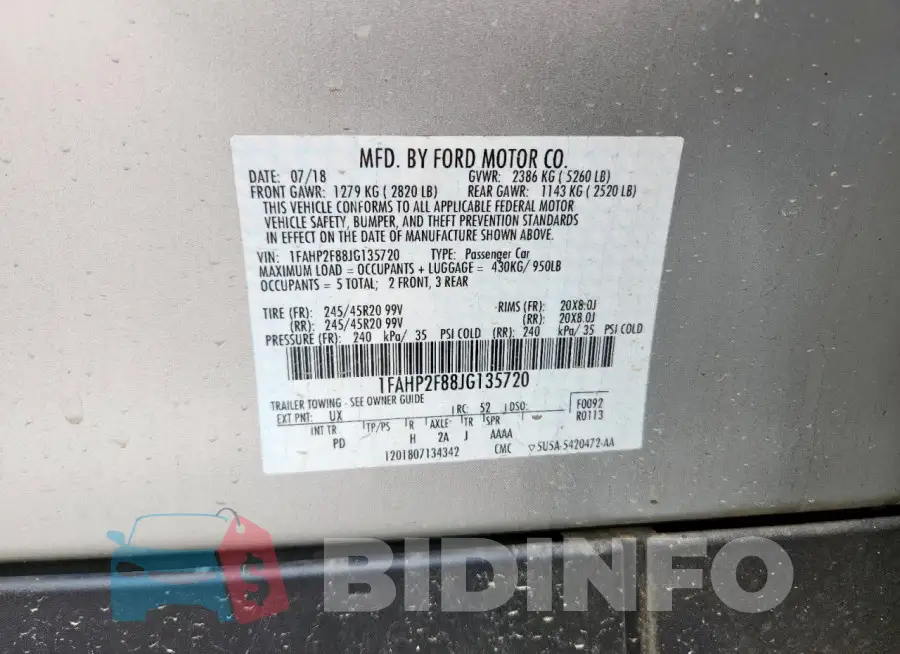 1FAHP2F88JG135720 Photo# 13