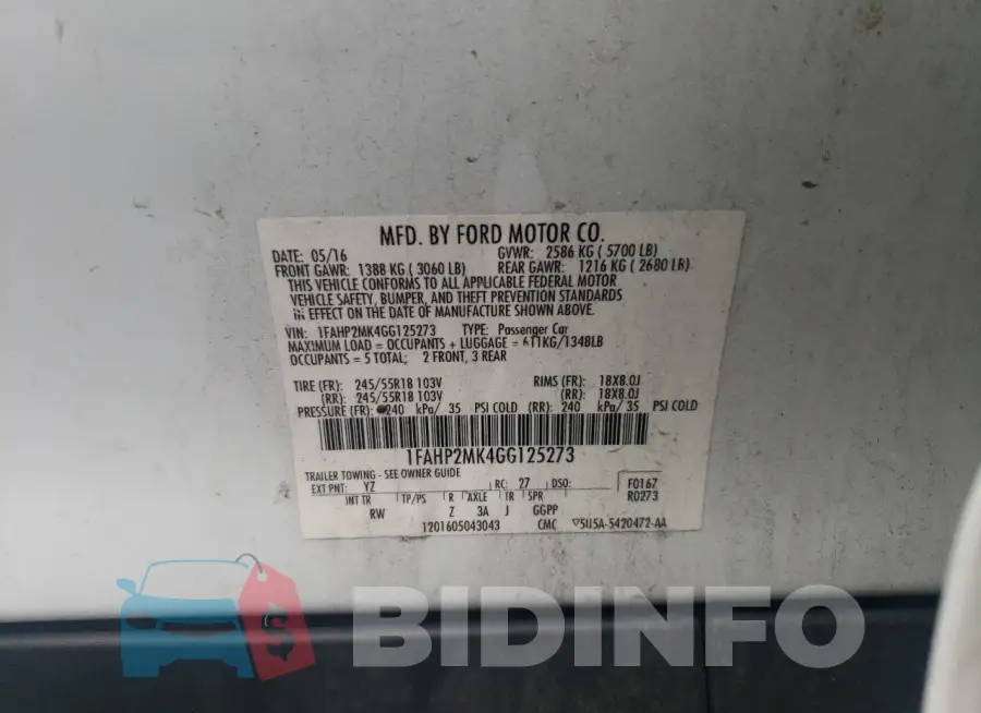1FAHP2MK4GG125273 Photo# 12