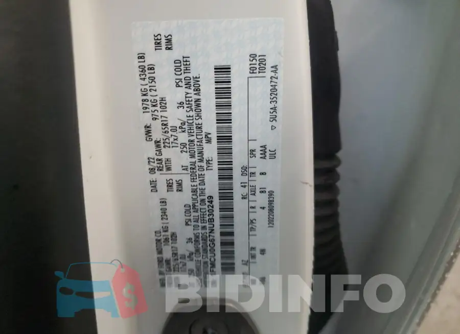 1FMCU0G67NUB30249 Photo# 13