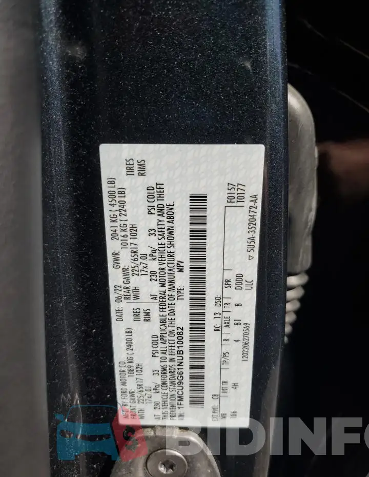 1FMCU9G61NUB10082 Photo# 13
