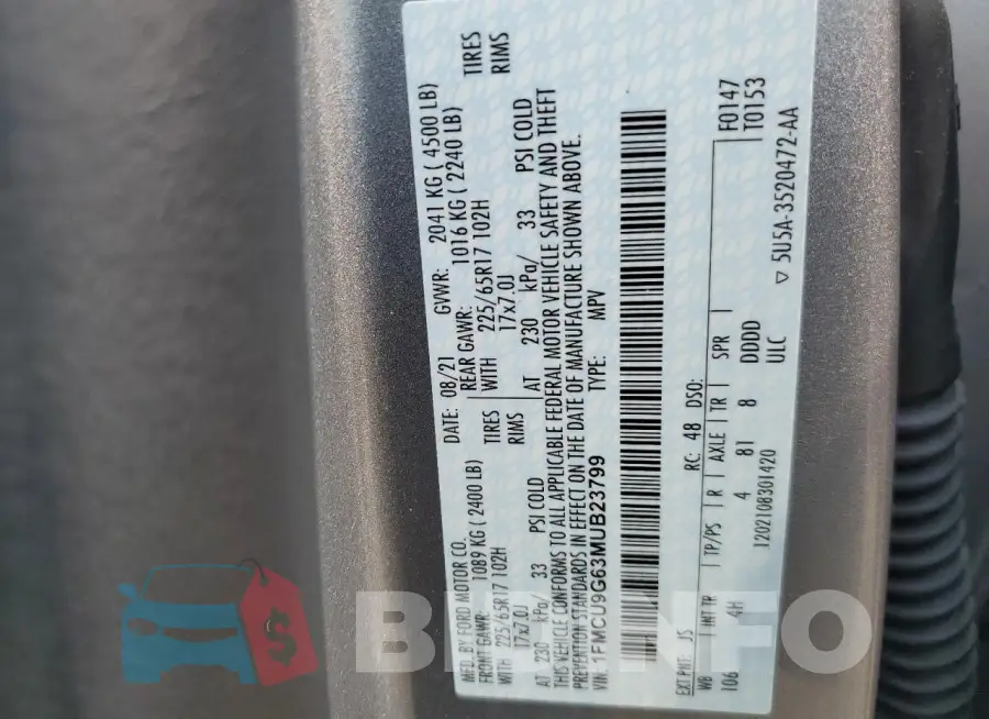 1FMCU9G63MUB23799 Photo# 13