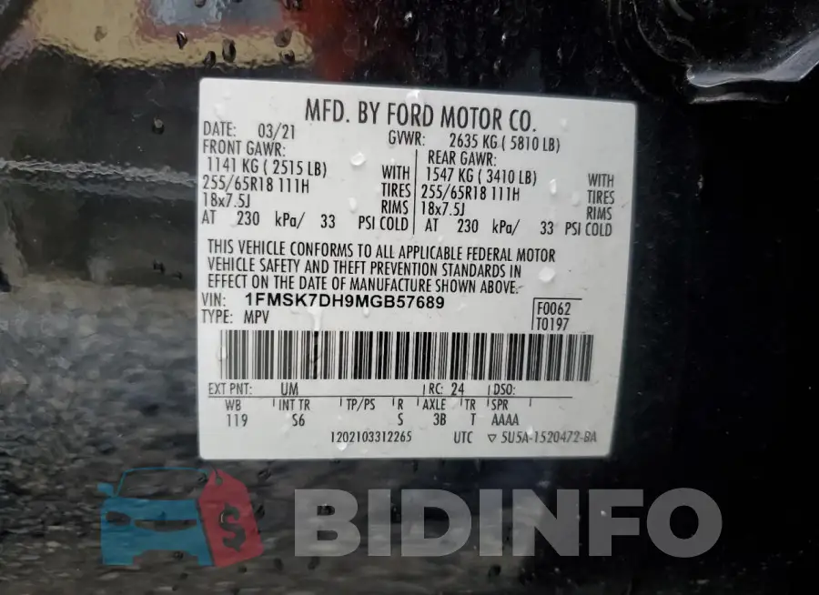 1FMSK7DH9MGB57689 Photo# 13