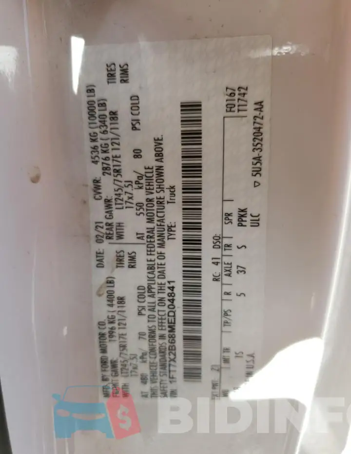 1FT7X2B68MED04841 Photo# 13