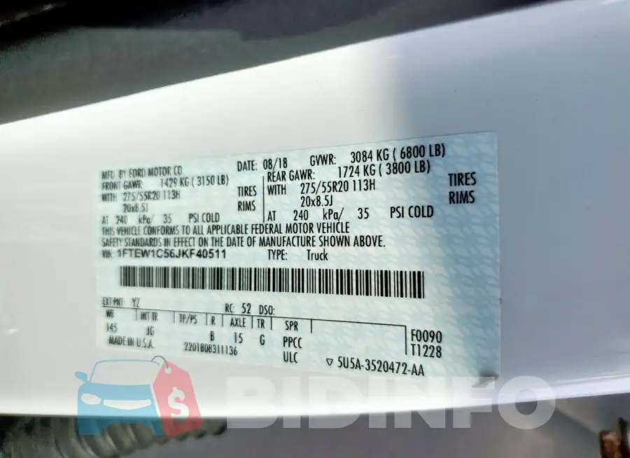 1FTEW1C56JKF40511 Photo# 12