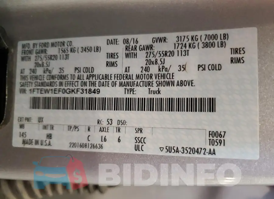 1FTEW1EF0GKF31849 Photo# 12