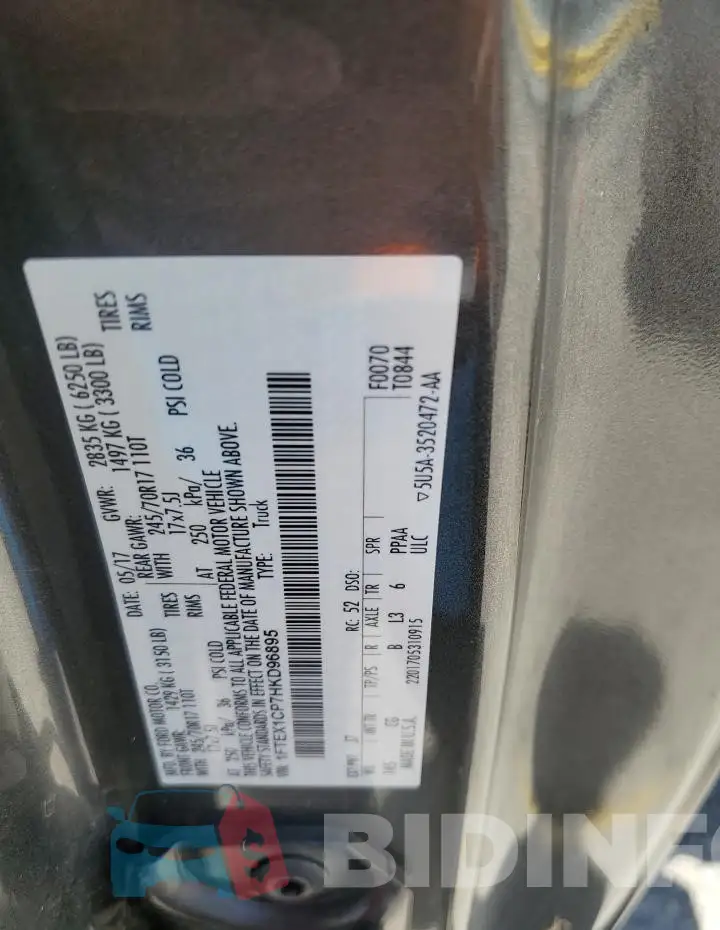 1FTEX1CP7HKD96895 Photo# 12