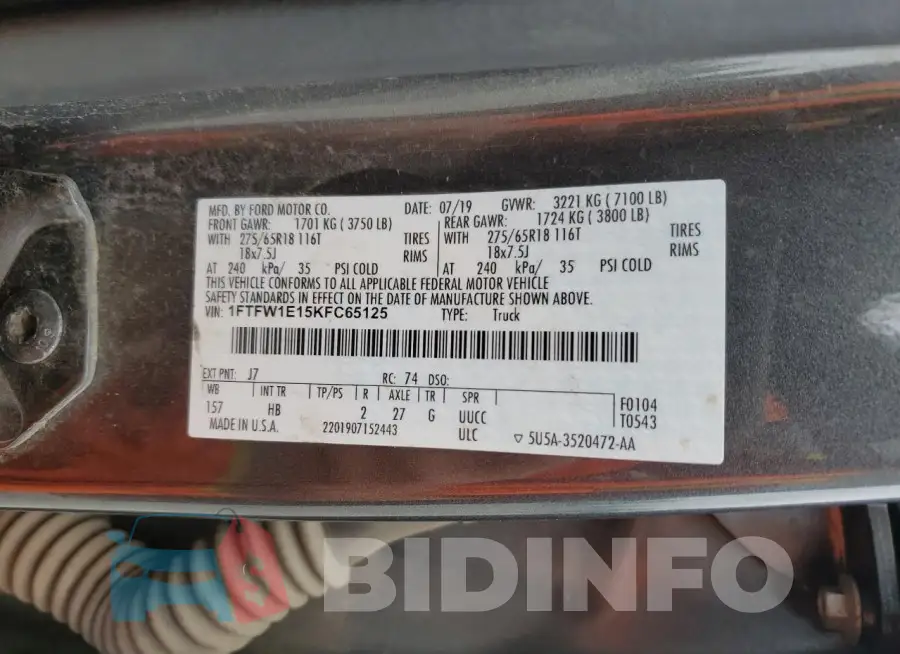 1FTFW1E15KFC65125 Photo# 12