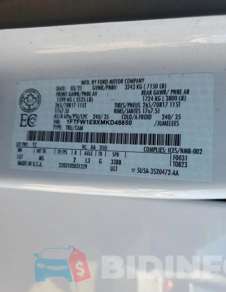 1FTFW1E8XMKD48850 Photo# 12