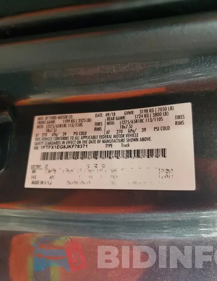 1FTFX1EG8JKF78371 Photo# 12