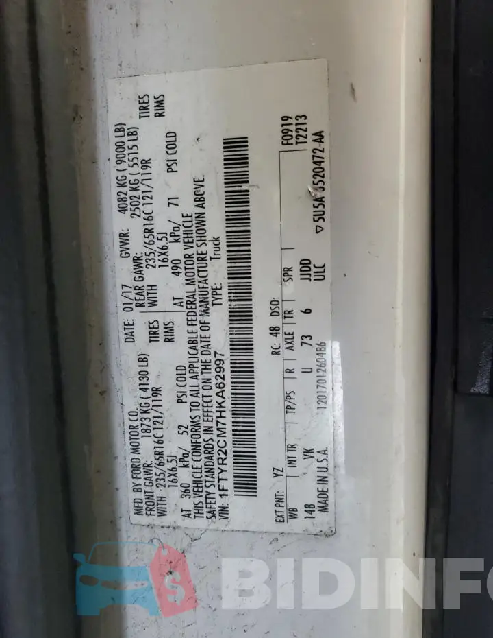1FTYR2CM7HKA62997 Photo# 12