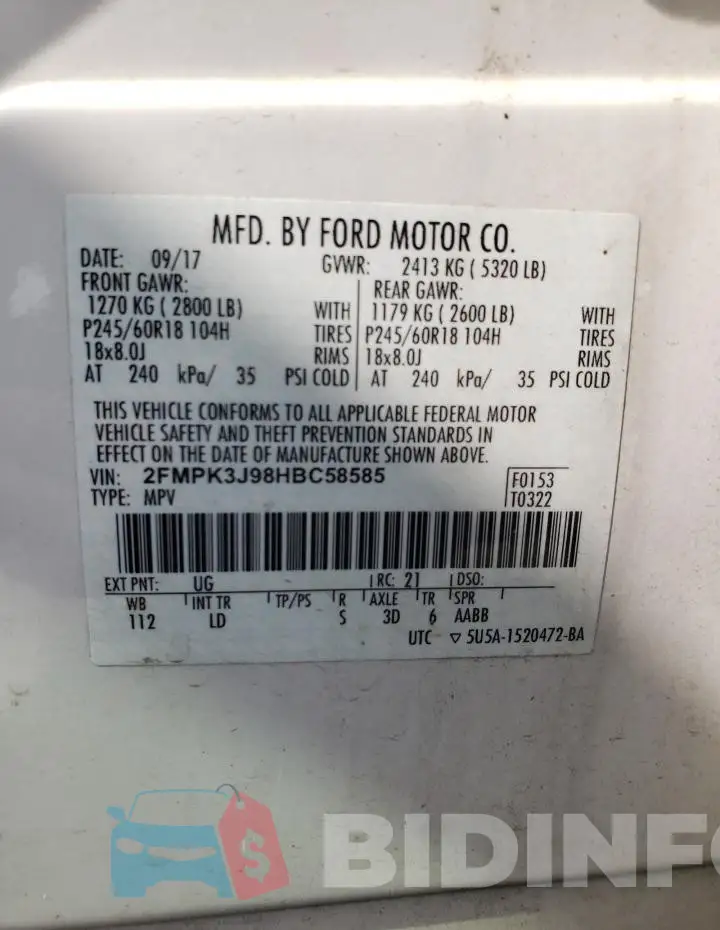 2FMPK3J98HBC58585 Photo# 13