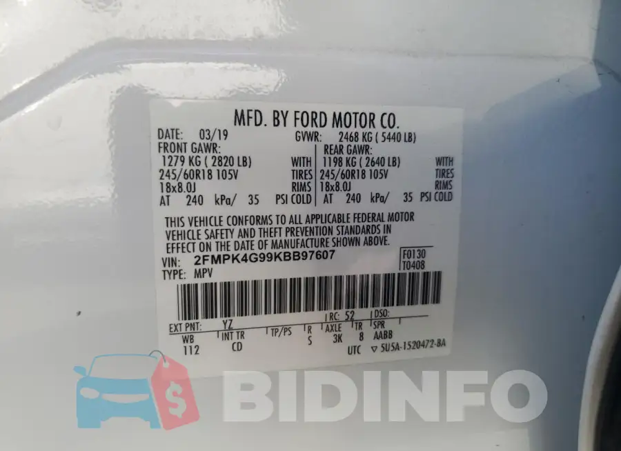 2FMPK4G99KBB97607 Photo# 13