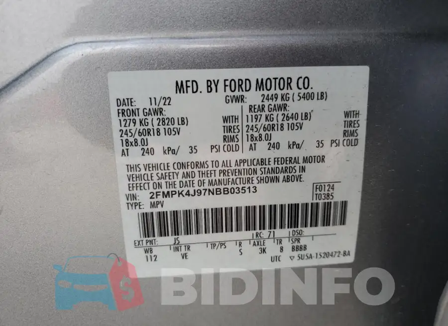 2FMPK4J97NBB03513 Photo# 13