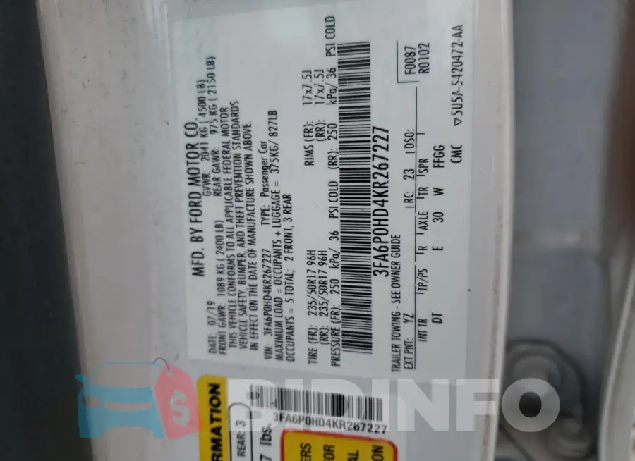 3FA6P0HD4KR267227 Photo# 12