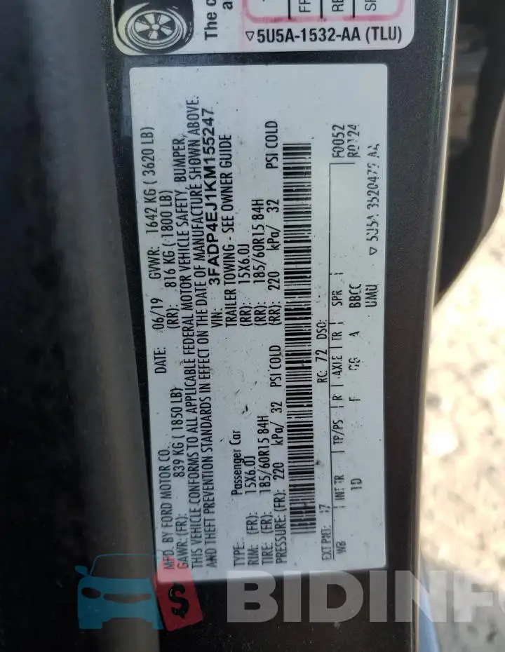 3FADP4EJ1KM155247 Photo# 12