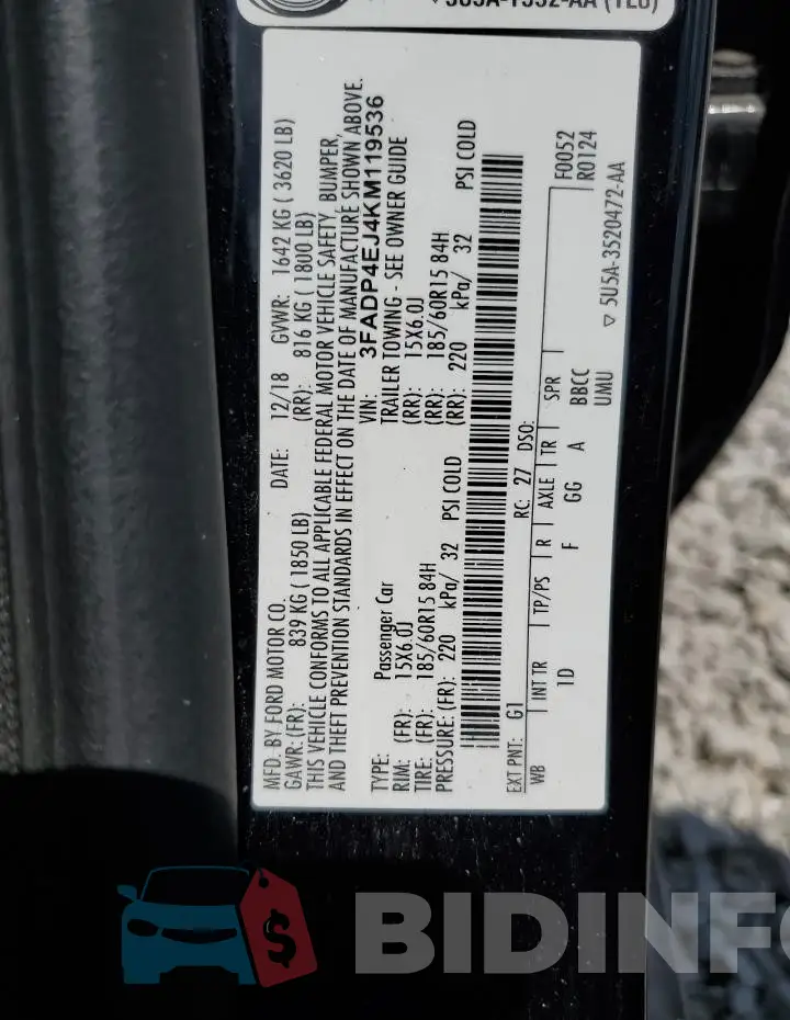 3FADP4EJ4KM119536 Photo# 12