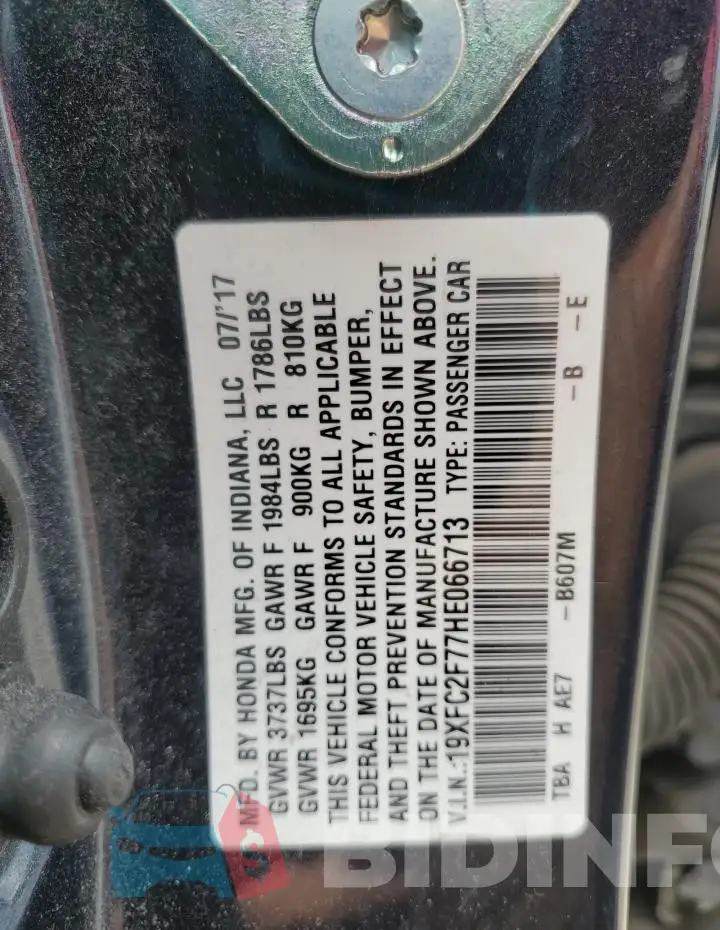 19XFC2F77HE066713 Photo# 12