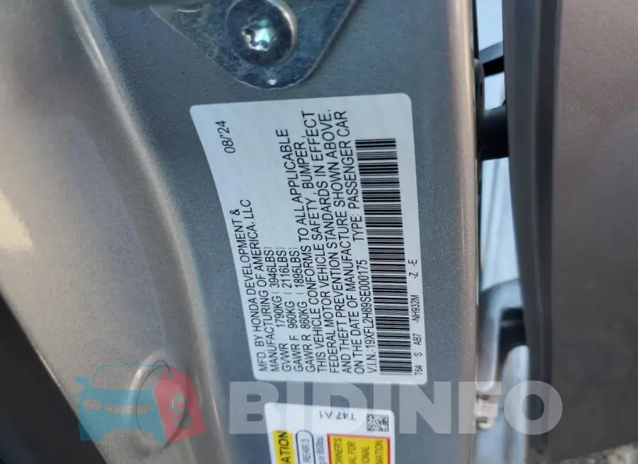 19XFL2H89SE000175 Photo# 13