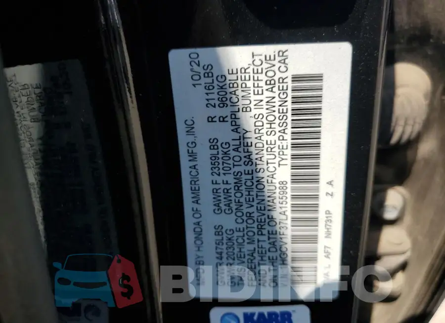 1HGCV1F37LA155988 Photo# 12