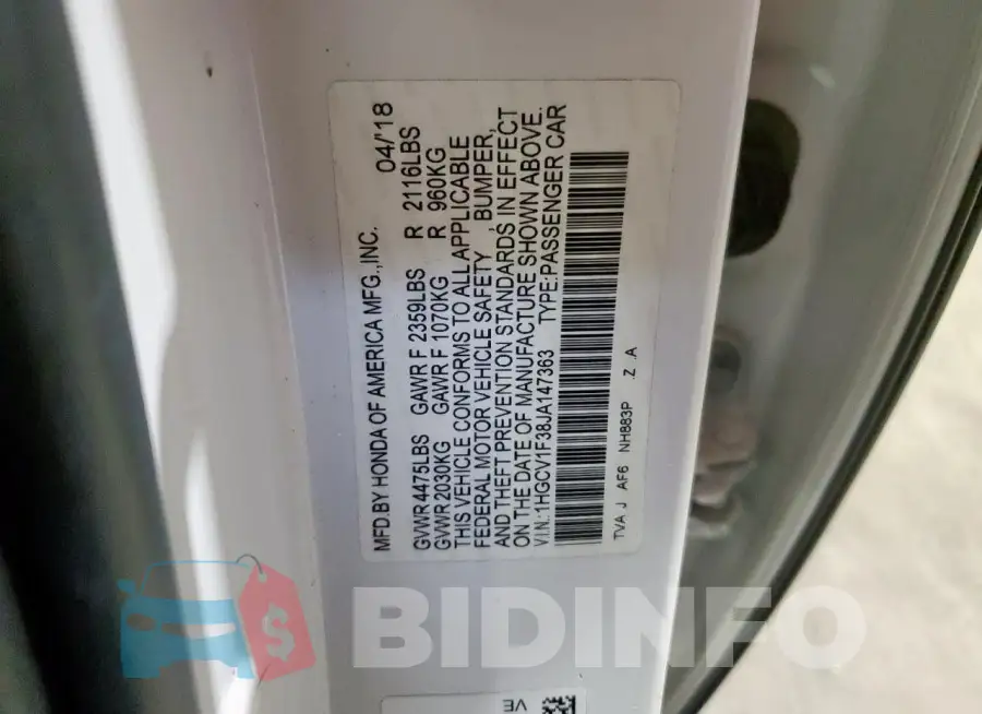 1HGCV1F38JA147363 Photo# 12