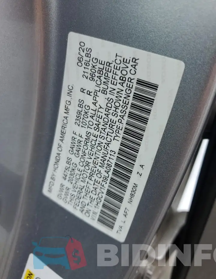 1HGCV1F39LA087113 Photo# 13