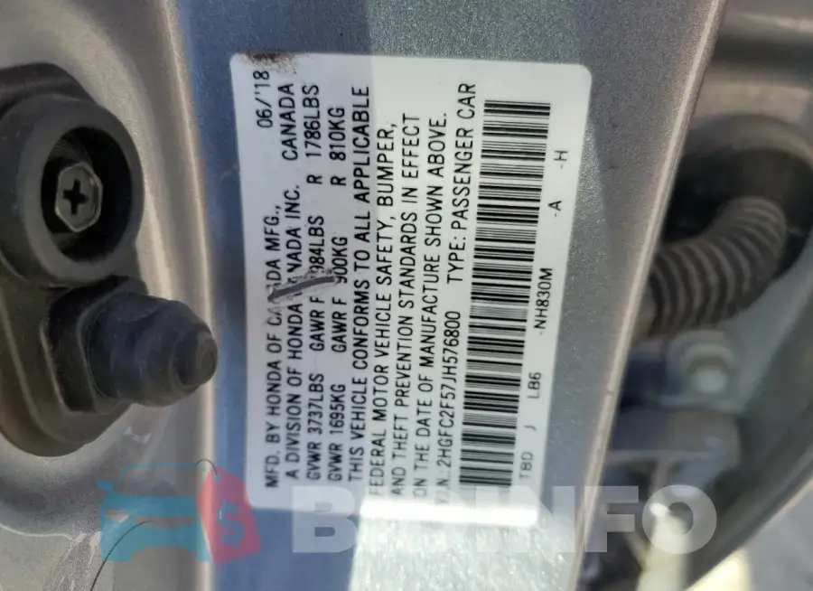 2HGFC2F57JH576800 Photo# 12