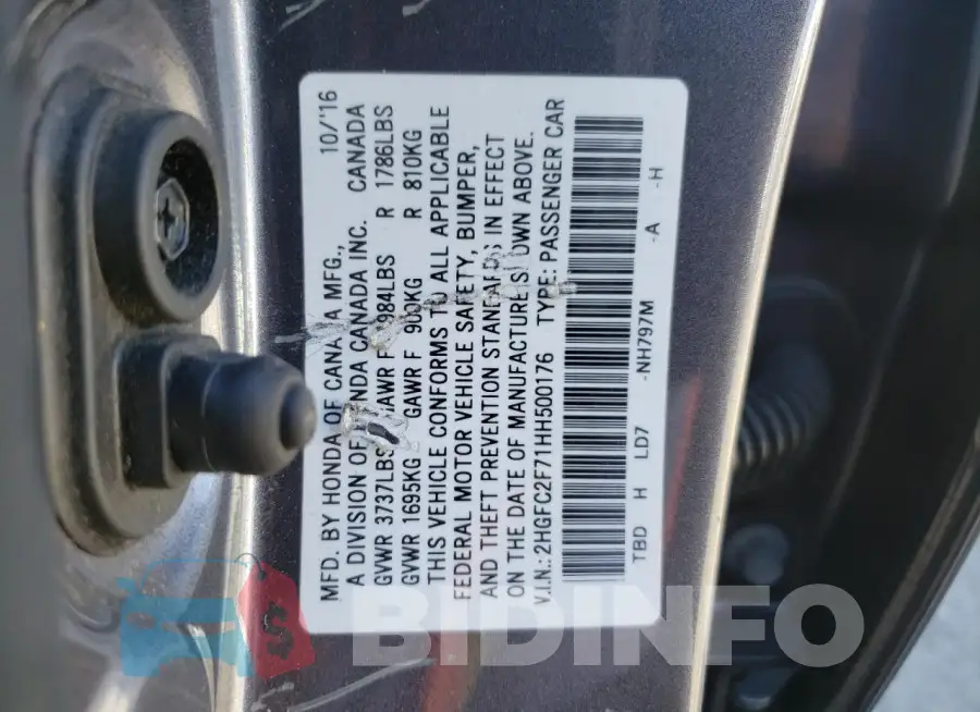2HGFC2F71HH500176 Photo# 12