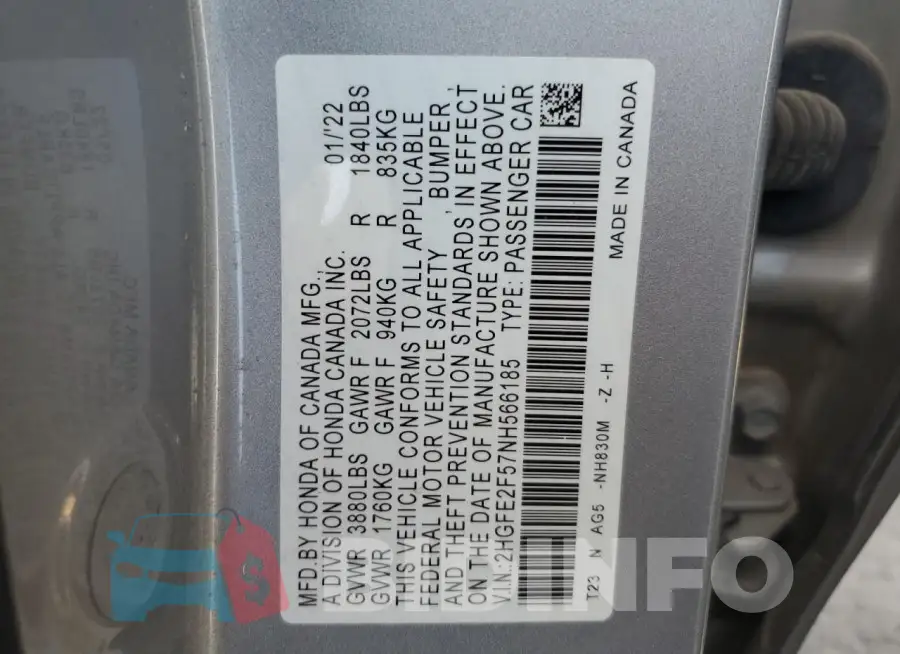 2HGFE2F57NH566185 Photo# 12