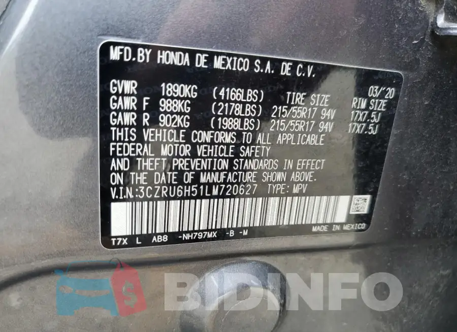 3CZRU6H51LM720627 Photo# 13