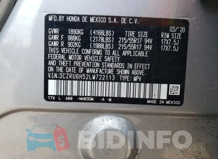 3CZRU6H52LM722113 Photo# 13