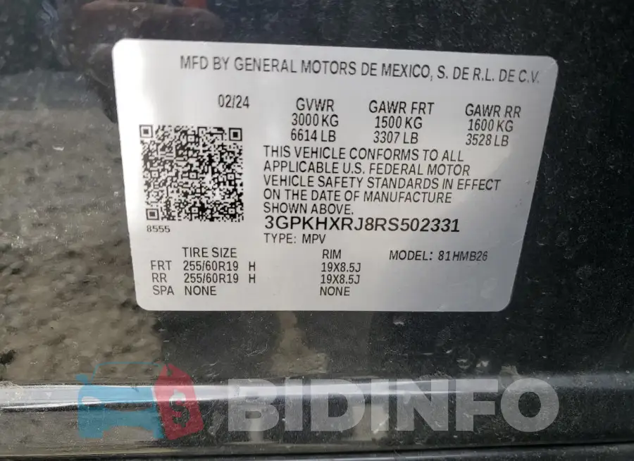 3GPKHXRJ8RS502331 Photo# 14
