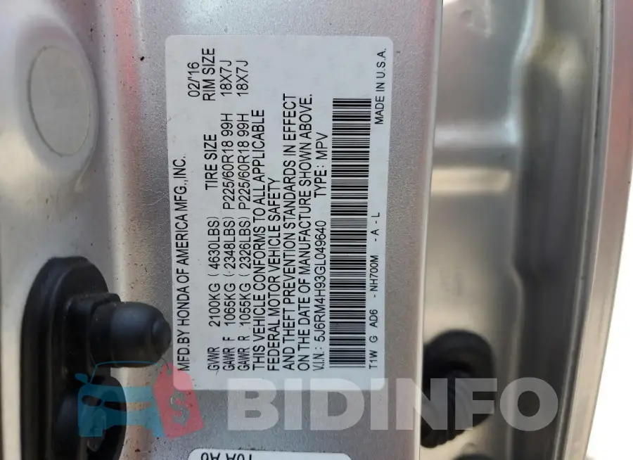5J6RM4H93GL049640 Photo# 13