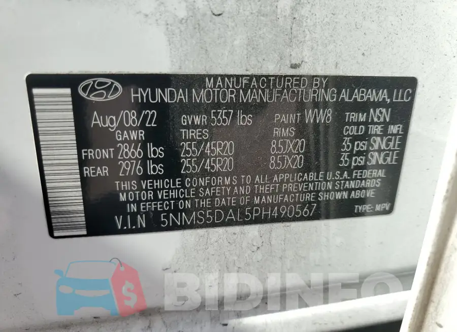5NMS5DAL5PH490567 Photo# 13