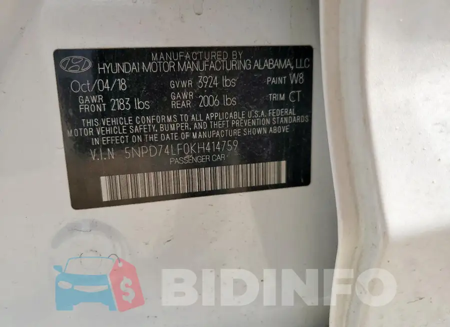 5NPD74LF0KH414759 Photo# 13