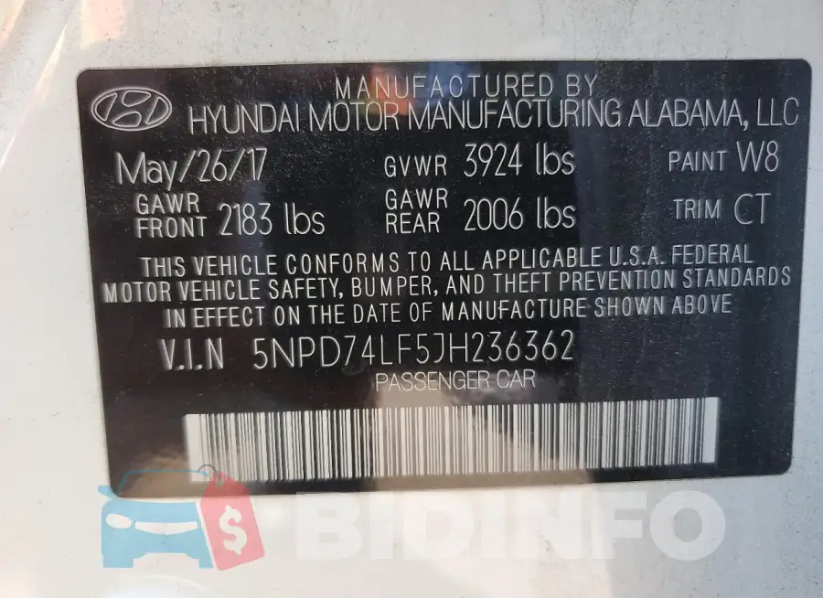 5NPD74LF5JH236362 Photo# 12
