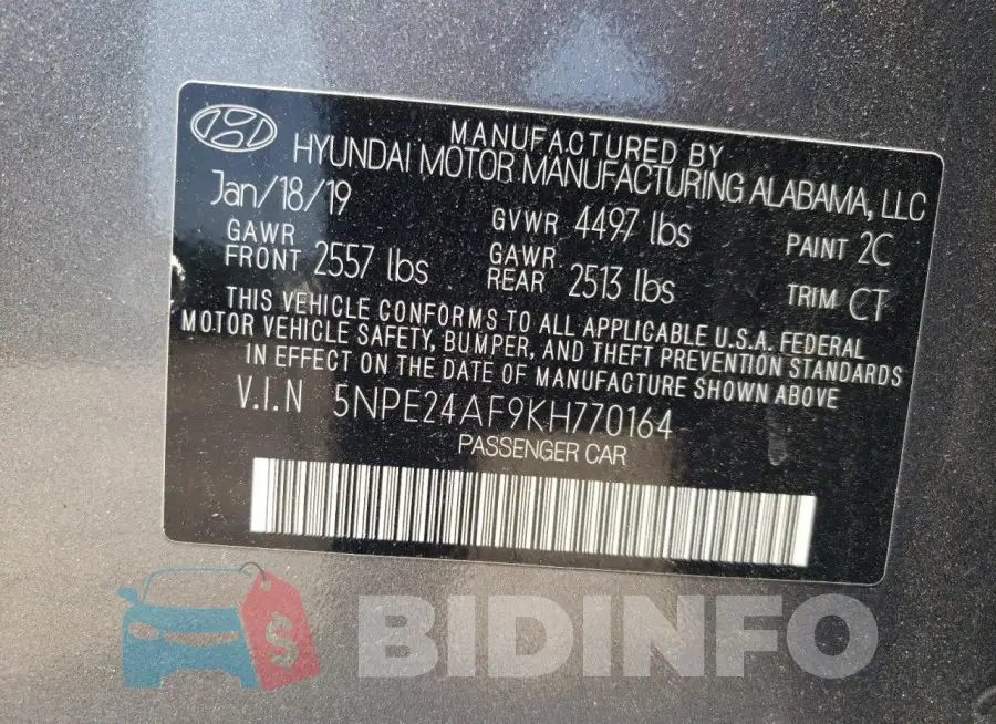 5NPE24AF9KH770164 Photo# 12