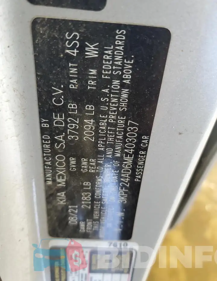 3KPF24AD6ME403037 Photo# 12