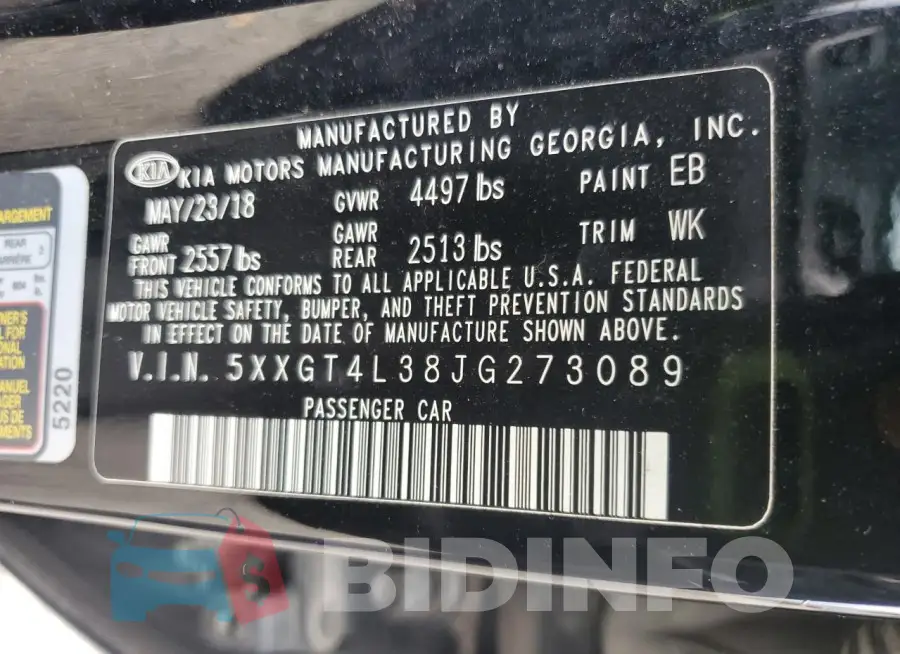 5XXGT4L38JG273089 Photo# 12