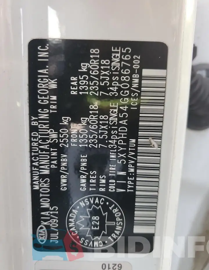 5XYPHDA54GG086765 Photo# 13