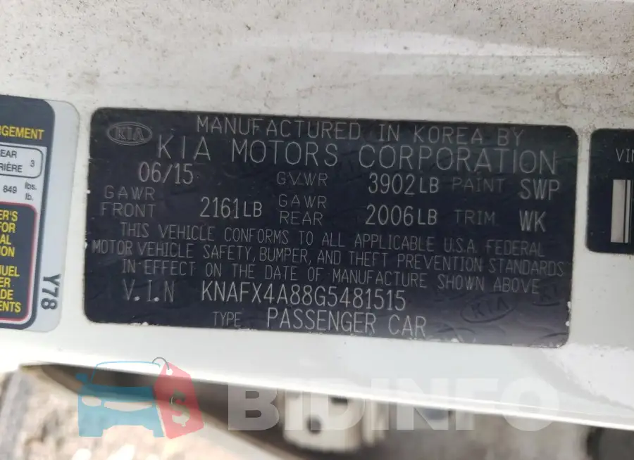 KNAFX4A88G5481515 Photo# 12