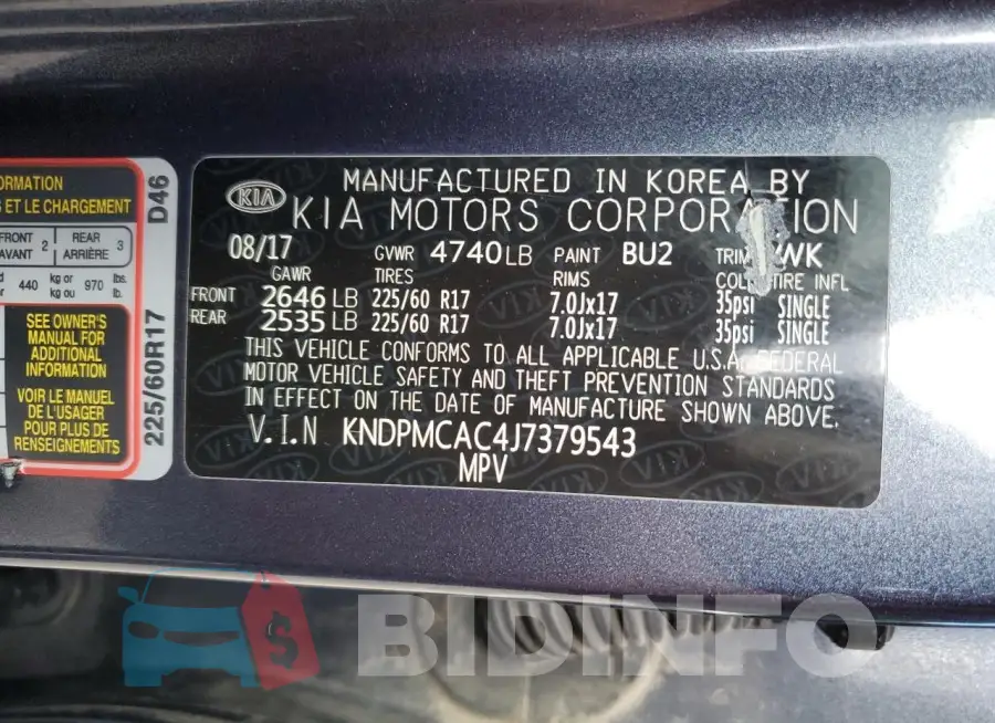 KNDPMCAC4J7379543 Photo# 13