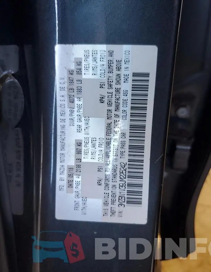 3MZBN1V39JM225242 Photo# 12
