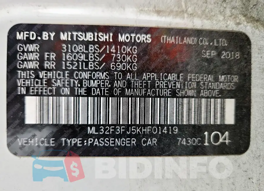 ML32F3FJ5KHF01419 Photo# 13